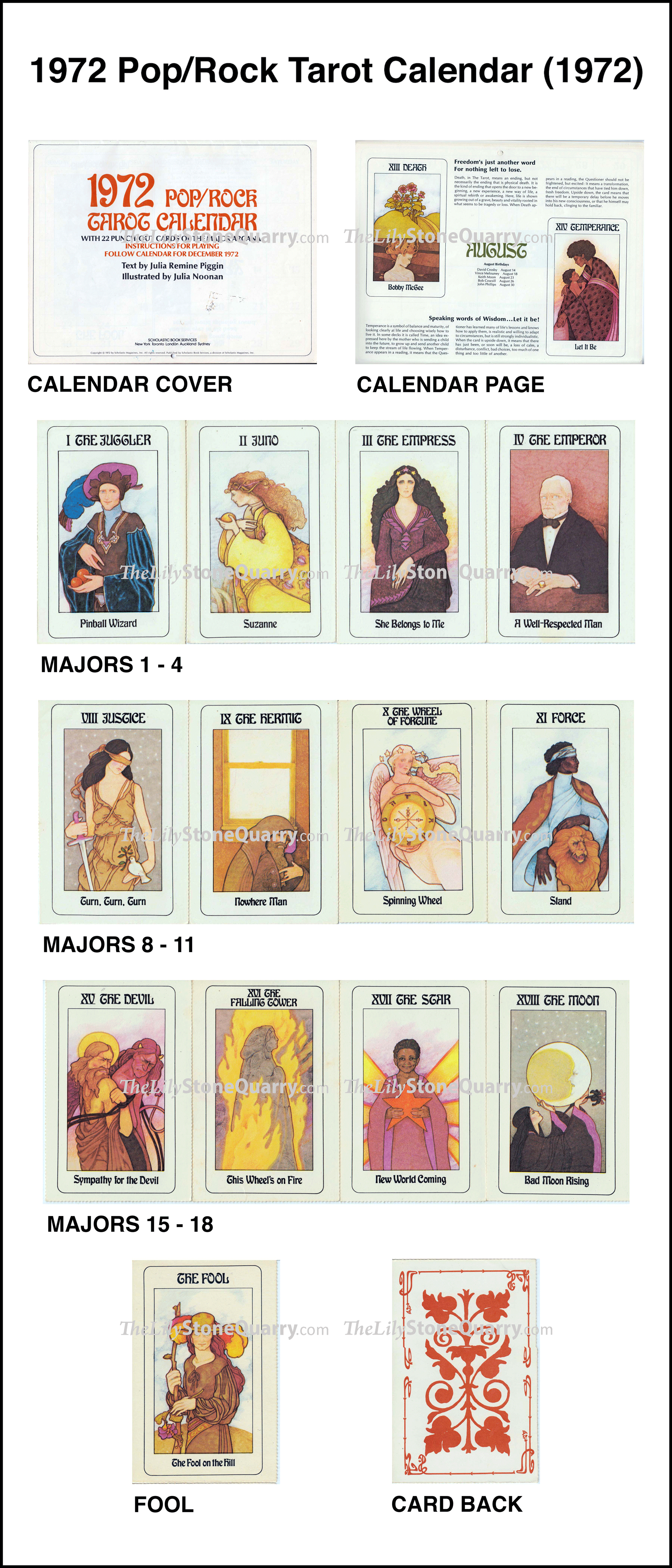 1972 Pop/Rock Tarot Calendar - The LilyStone Quarry