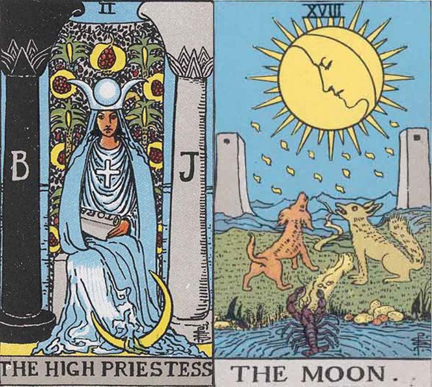 High Priestess and #18 The Moon: Once Upon A Blue Moon Tarot Card Meanings:...